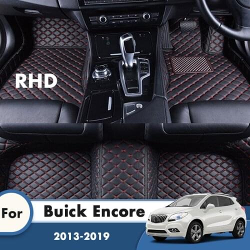 RHD Car Floor Mats For Buick Encore 2019 2018 2017 2016 2015 2014 2013 Custom Leather Car Accessories Interior Styling Carpets
