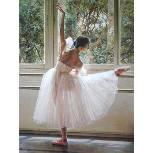 Free shipping Ballet girl in practice printed oil painting WK-- (424) home decoration art