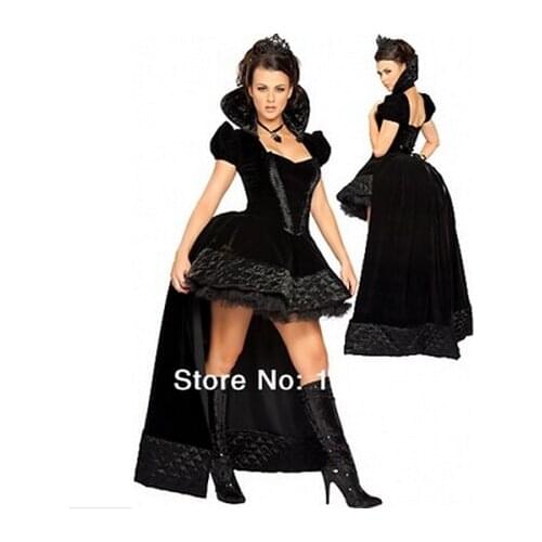 FREE SHIPPING Ladies Evil Queen Alice in Wonderland Black Queen Goth Queen Tea Party Costume