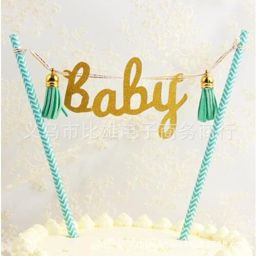 Baby Love Cupcake Toppers Flag Banner Birthday Cake Topper 1st Birthday Cake Decoration Baby Shower Boy Girl Wedding Party favor