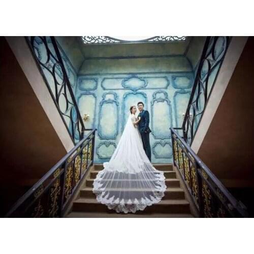 3.5 Meter White Ivory Cathedral Long Wedding veil luxurious Lace Edge Bridal Veil Wedding Accessories Brides with Comb