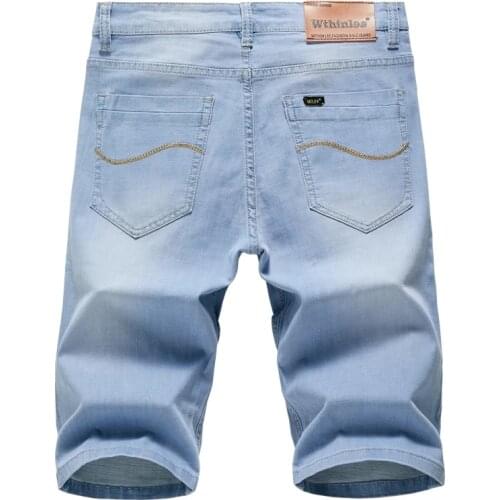 2021 Summer classic brand business casual mens straight thin denim shorts jeans high-quality stretch lightweight jeans Mens