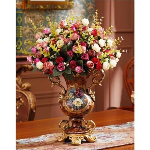 European high quality binaural wealth jade resin. Big vase. Furnishing articles