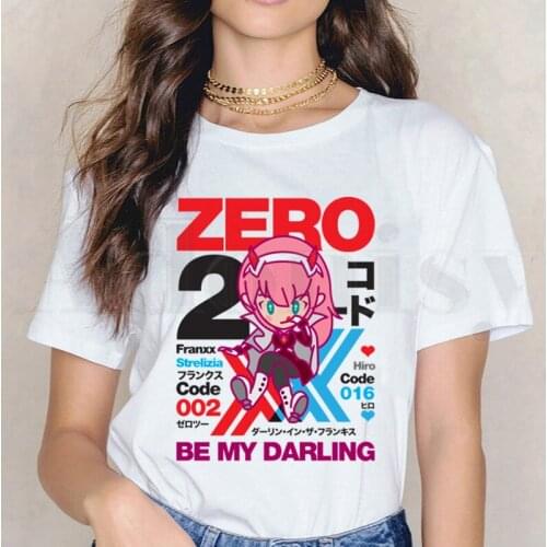 Zero TWO Darling In The Franxx Anime 02 Harajuku Short Sleeve Female Tops Tees Harajuku Vogue VintageT Shirts Womens T-shirt