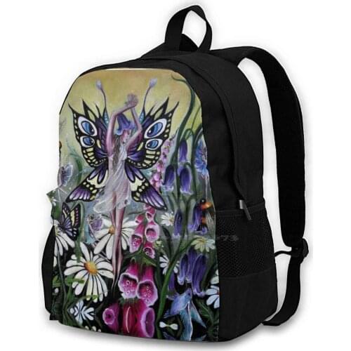 Giling Galang Fairy F Fantasy Foxglove Hummingbird Mouse Bluebell Travel Laptop Bagpack School Bags Fairy Fantasy Fay Meadow