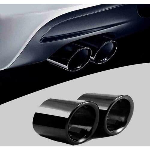 2PCS Stainless Steel Titanium Black Car Tail Throat Exhaust Pipe Muffler For BMW 5 Series F10 F11 F18 520i 523i 525i 528i