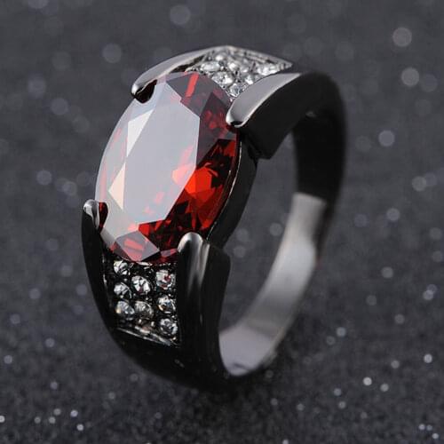 Hip-hop 14K Black Gold Ruby Obsidian Ring Wedding Sapphire Natural Bizuteria for Women Men Unisex Rock Obsidian Jewelry Ring Box