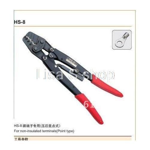 HS-8 Japanese Style Ratchet Crimping Plier Crimper Energy Saving Non-Insulated Terminals(Point typr) AWG 16-8 Square mm1.25-8