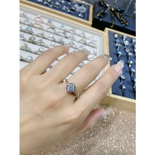Moissanite rings jewelry diamond 1ct S925 Silver rhodium plated for women engagement wedding party anniversary gift