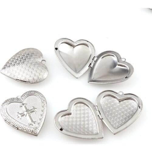 1 Pieces Stainless Steel Heart Shaped Photo Locket Charm Pendant For Necklace Diy Hand Made Jewelry Making