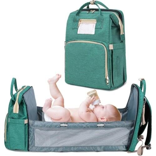 Multifunctional Diaper Bag Backpack Maternity Handbag Foldable Baby Bed Travel Portable Large Capacity Mummy Bags