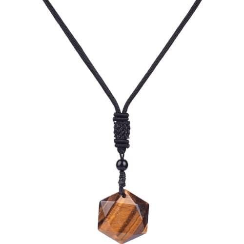 Fashion Tiger Eye Hexagram Necklaces for Women Nature Energy Stone Pendant Tiger Eye Star of David Necklace Lucky Men Jewelry