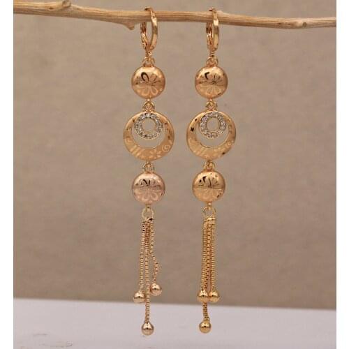 Trendy Gold Plated Copper Chain Drop Earrings White Zirconia For Women Fashion Jewelry Accessories Wedding Anniversary Gift