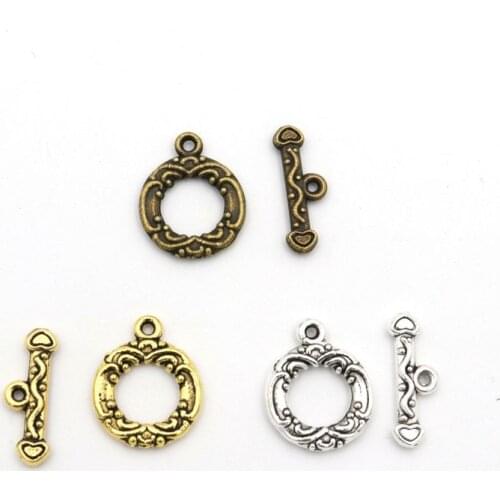 Mixed 10 Set Antique Silver Flower Metal OT Clasp For Jewelry Making Bracelet Necklace Diy Accessories Needlework Wholesale
