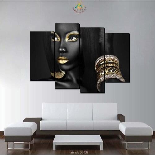 Wall Art HD Canvas Art Painting Picture Prints And Poster Canvas Painting Black Cool Make-up Lady Decoration Home Living Room