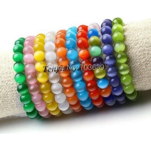 Wholesale 12pcs/Lot High Quality 8mm Opal Bead Stretchy Bracelet 10 Colors Choosen