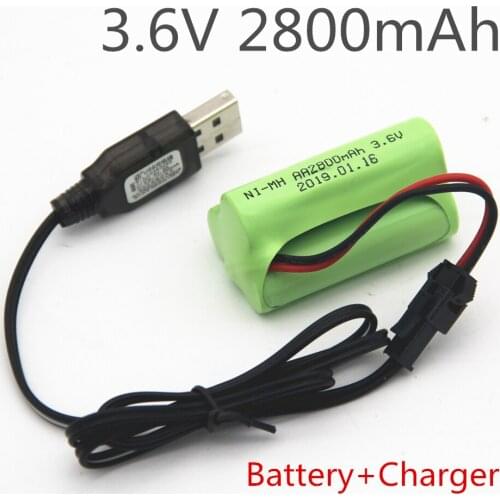 3.6v 2800mah ni-mh battery with USB Charger nimh battery recargables 3.6v pack aa size ni mh for rc car toy tools model