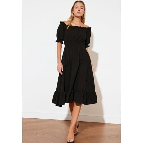 Trendyol Shirred Carmen Collar Dress TWOSS21EL1967