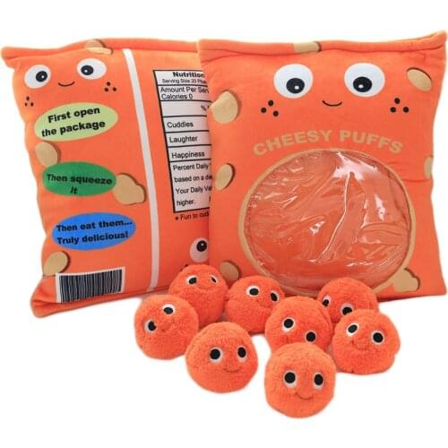 A Bag of Cheesy Puffs Toy Snack Pillow Plush Puff Toy Kids Toys Stuffed Soft Birthday Christmas Gift for Child Food Pillow Toy