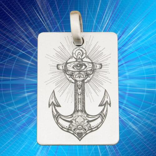 Fashion High Precision Deep Engraved Tags Solid 925 Sterling Silver Cool Mens Biker Eye of The Anchor Pendant 9X014