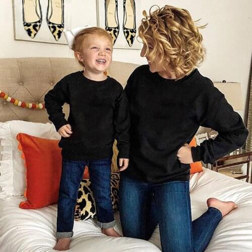 Parent-child sweater solid color round neck long sleeve basic casual sweater white board sweater can be customized and printed