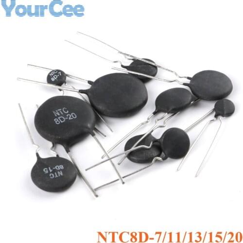 20pcs NTC 8D NTC8D Thermistor 8D-7 8D-11 8D-13 8D-15 8D-20 8Ω 8ohm Negative Temperature Coefficient Thermal Resistor