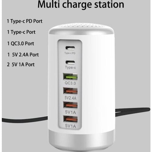 Usb charge station for samsung huawei qc3.0 fast charger for xiaomi type-c pd charger for tablet multi charge dock for oppo lg