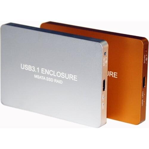 USB-C TYPE-C USB3.1 to 2 Ports MSATA SSD Raid 0 1 PM HDD Enclosure Adapter 3030 3050 Hard Disk Box External Box 800MB