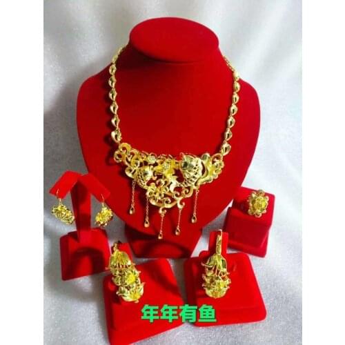 Yulaili Chinese Style Design More Than a Year Fish Shape Gift Jewelry Sets Necklace Bracelet Earrings Ring Jewelry Display