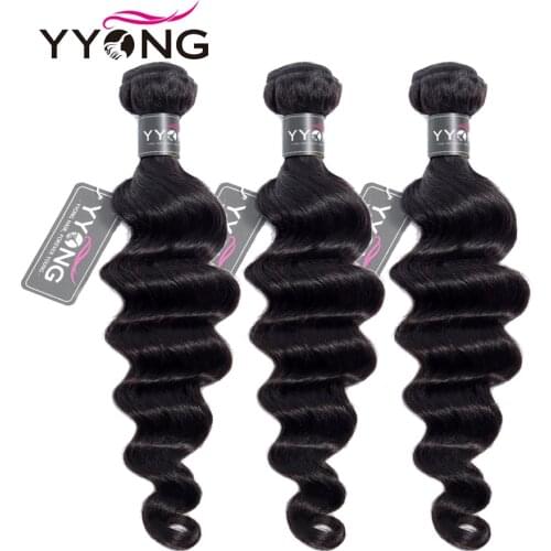 Yyong Loose Deep Wave Bundles Brazilian Hair Bundles Remy Human Hair Extensions Natural Color Hair 3 Pcs/Lot Weave Bundles