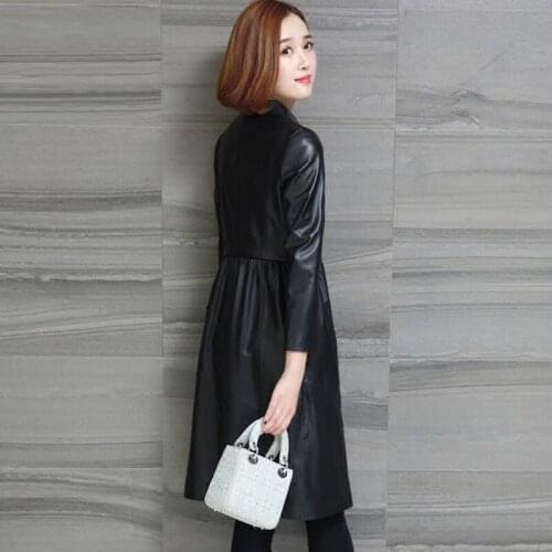 Genuine Jacket Women 2020 Spring Autumn Sheepskin Coat Long Blazer Leather Jackets Womens Windbreaker F18J16081 YY377