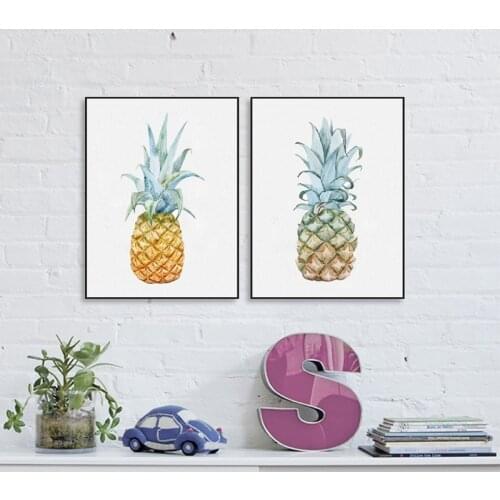 Golden Yellow Pineapple Canvas Art Print Poster, Pineapple Wall Pictures for Home Decoration , Pineapple Wall Art Decor