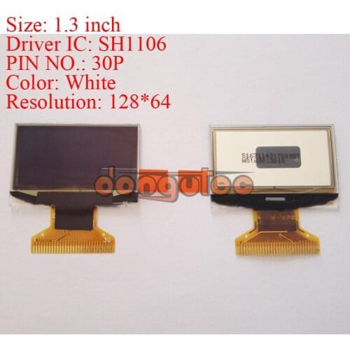 1.3 inch OLED Display module with 128x64 Resolution white on black,SPI,Parallel and I2C Interface SH1106 driver
