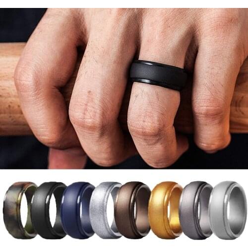 1pc Mens Ring Rubber Silicone Ring Men Rubber Wedding Bands Flexible Sports & Outdoors Male Jewelry Sport Fashion Accessories