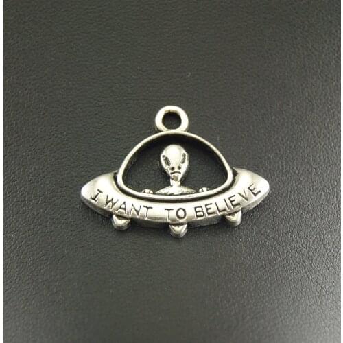 30 pcs Silver Color UFO Alien Charms Pendant DIY Metal Bracelet Necklace Jewelry Findings A741