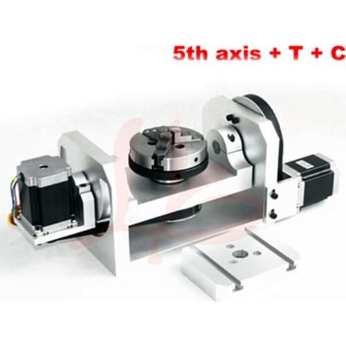 4th & 5th axis with Center Height 98mm A aixs B axis rotation axis with table, (with chuck) 3 jaw chuck CNC engraving machine