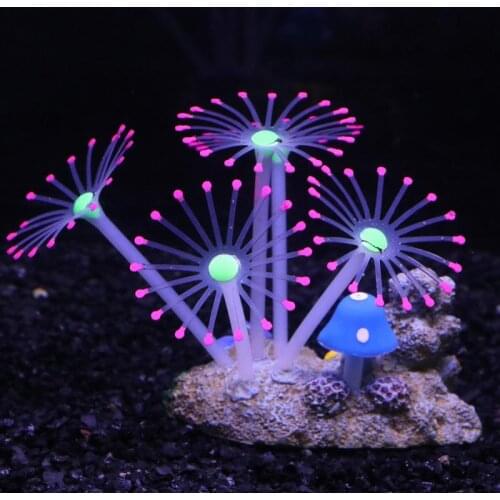 6 Styles Artificial Glowing Silicone Coral Aquarium Fish Tank Underwater Ornament Aquarium Fish Tank Aquarium Decor Accessories