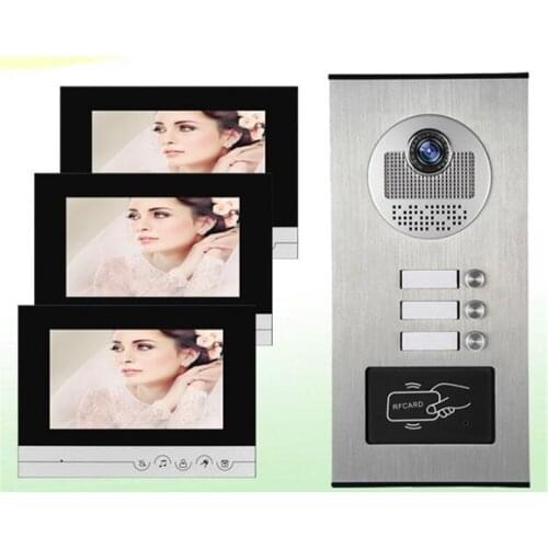 7 Inch 700CMOS Two Way Intercom Wired Video Door Phone With 3 Monitor Access Control System