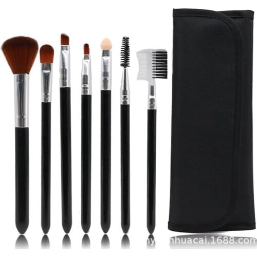 7pcs/Bag Fashion Pink Black Portable Beauty Brush Makeup Brush Face Blending Cream Seamless Loose Powder Brushes Cosmetics Brush