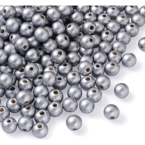 8/12/14mm Spray Painted Natural Wood Beads Gold & Silver Color Round Loose Beads for Necklace Bracelet DIY Jewelry Making