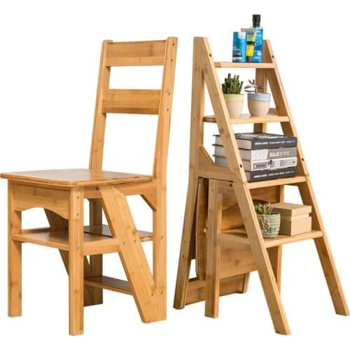 898 American Solid Wood Dual-use Stair Chair, Herringbone Ladder, Multi-function Step Stool, Four-level Climbing Ladder
