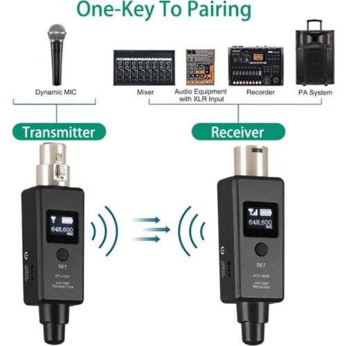 Wireless Microphone Transmission System Specially Designed for Dynamic Microphone Mode Switch with Built in Battery