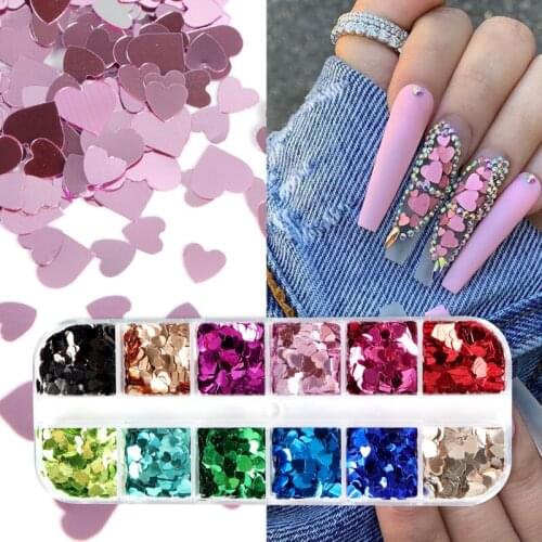 Mixed Size Red Black Heart Nail Art Glitter Flakes Sequins For Manicure Design Spangle Paillette Nails Decorations Accessories