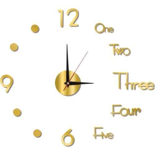 3D DIY Large Wall Clock Modern Design Silent Wall Sticker Clock Acrylic Mirror Self adhesive Wall Clocks Living Room Home Decor