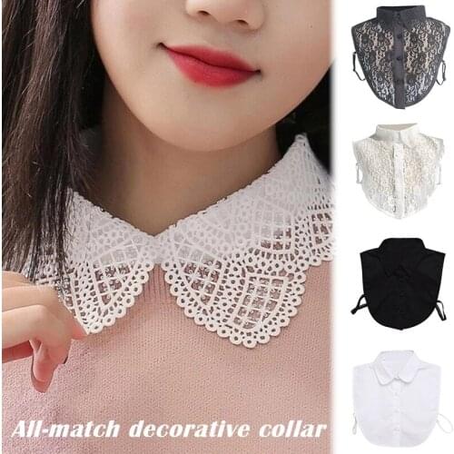 Stylish Detachable Half Shirt Half Blouse with Floral Lace Fake Collar Elegant for Women H9