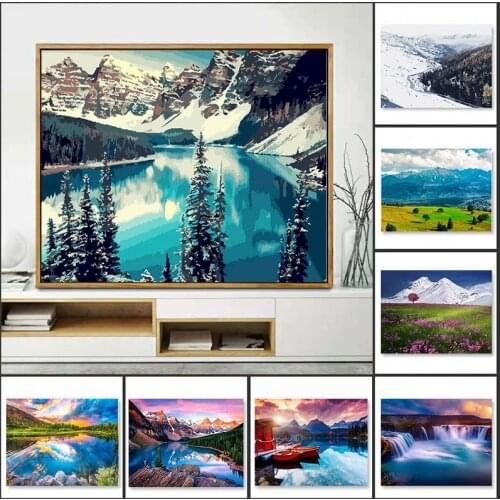 GATYZTORY 60x75cm Frame DIY Painting By Numbers Acrylic Nature Landscape Hand Painted Oil Paint By Numbers For Home Decor Art