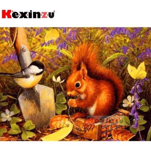 Full Square/Round 5d Diamond Painting-Squirrel bird-3d Embroidery Cross Stitch Diamond Mosaic Full Picture Rhinestone Decor Y165