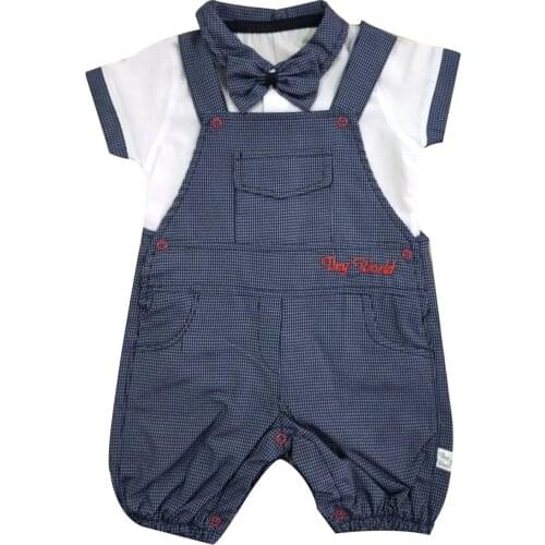 Papyonlu Plaid Baby Jumpsuit-Blue