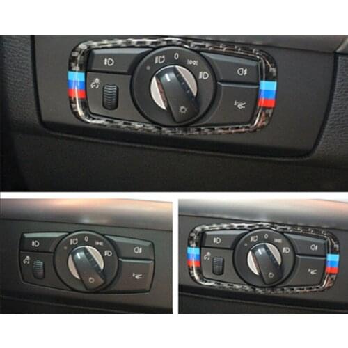 Carbon Fiber Headlight Switch Buttons Cover Trim Car Styling Stickers for For BMW X5 E70 2008-2013