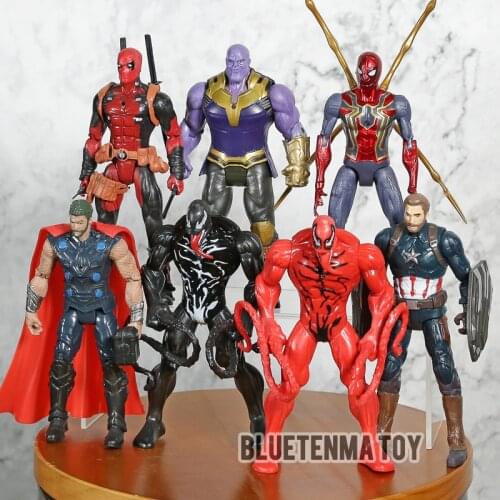 Marvel Deadpool Thanos Thor Captain Venom Carnage Iron Spider America Action Figures For Children Toys Gifts
